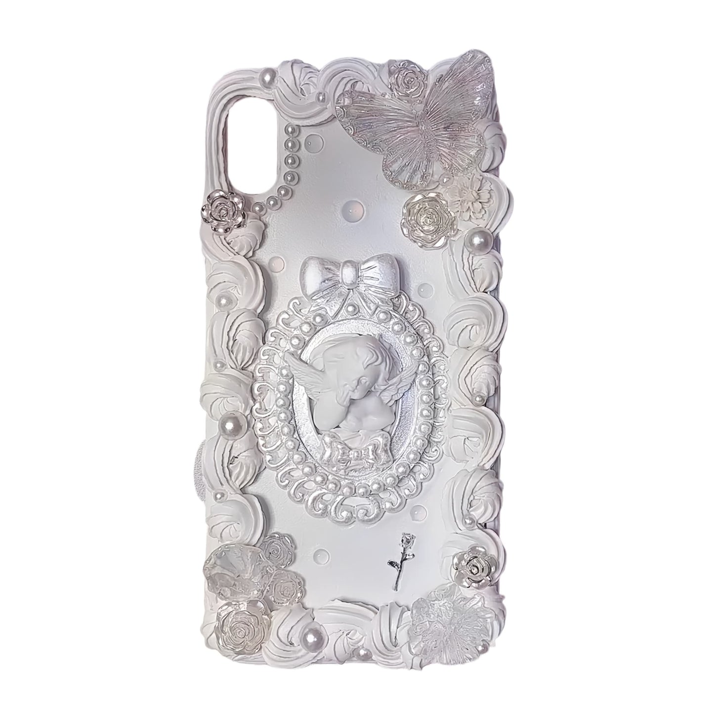 Angel baroque decoden phone case with handmade cream glue decorative elements