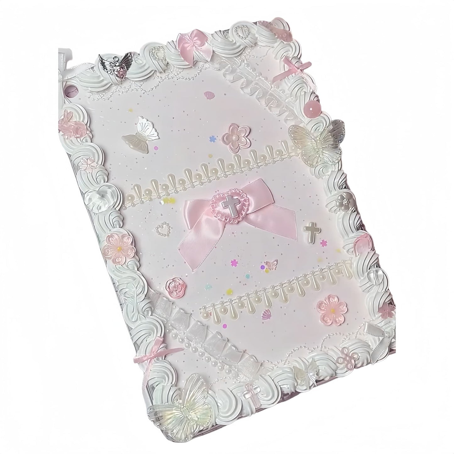Y2K Baroque decoden iPad case with whipped cream texture and vintage pearl embellishments