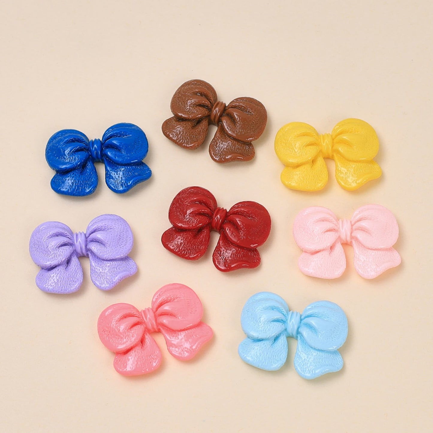 Bow-shaped resin charms in assorted colors for decoden phone case decoration