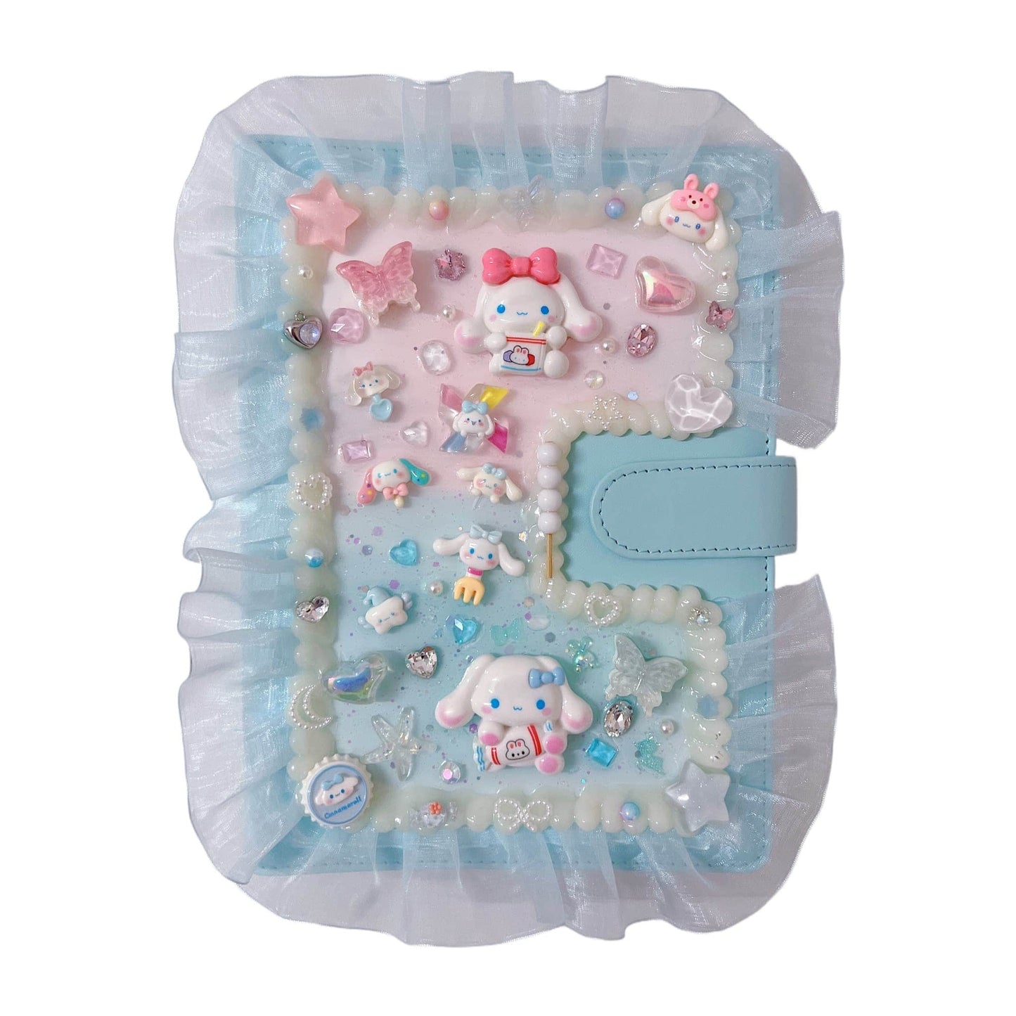 Handcrafted Decoden Notebook - Elegant Cream-Decorated Journal for Stationery Lovers