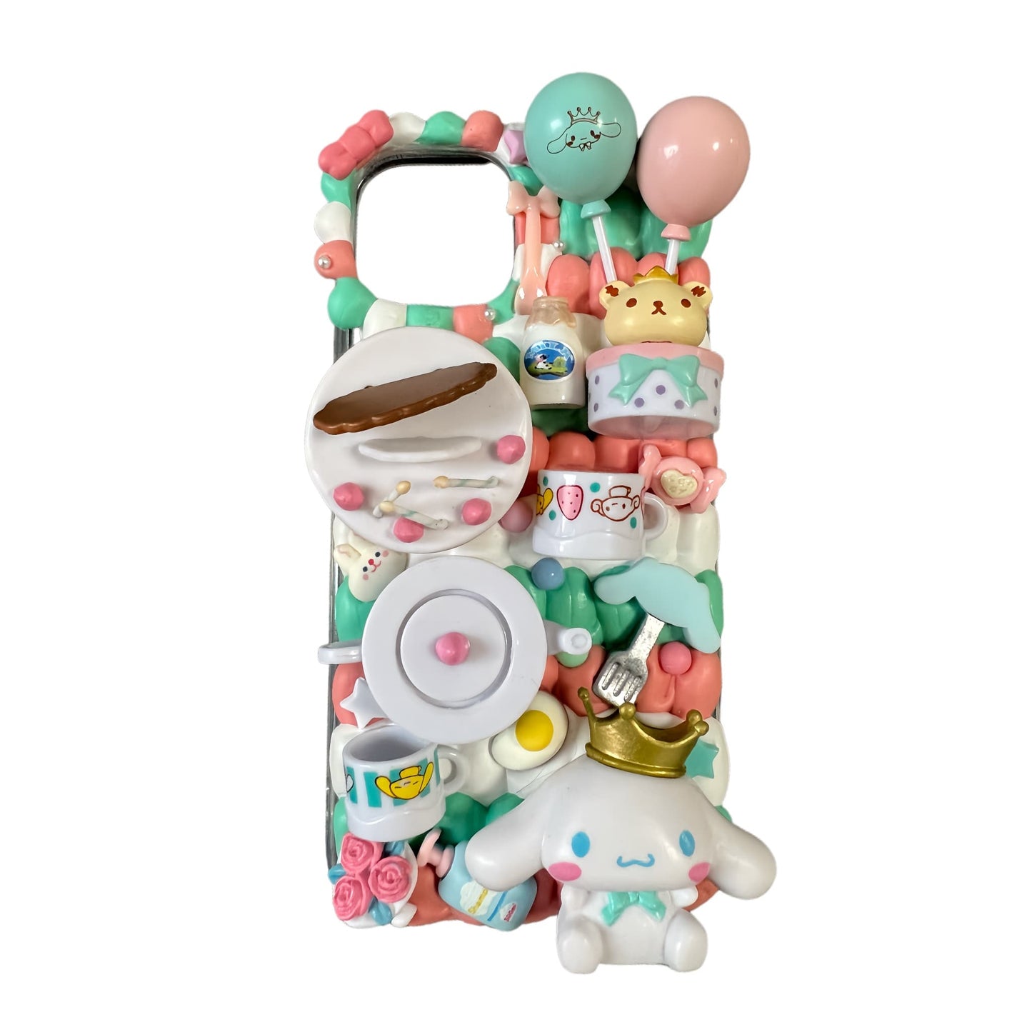 Kawaii Cinnamoroll handmade Sanrio decoden phone case with baroque cream glue details"