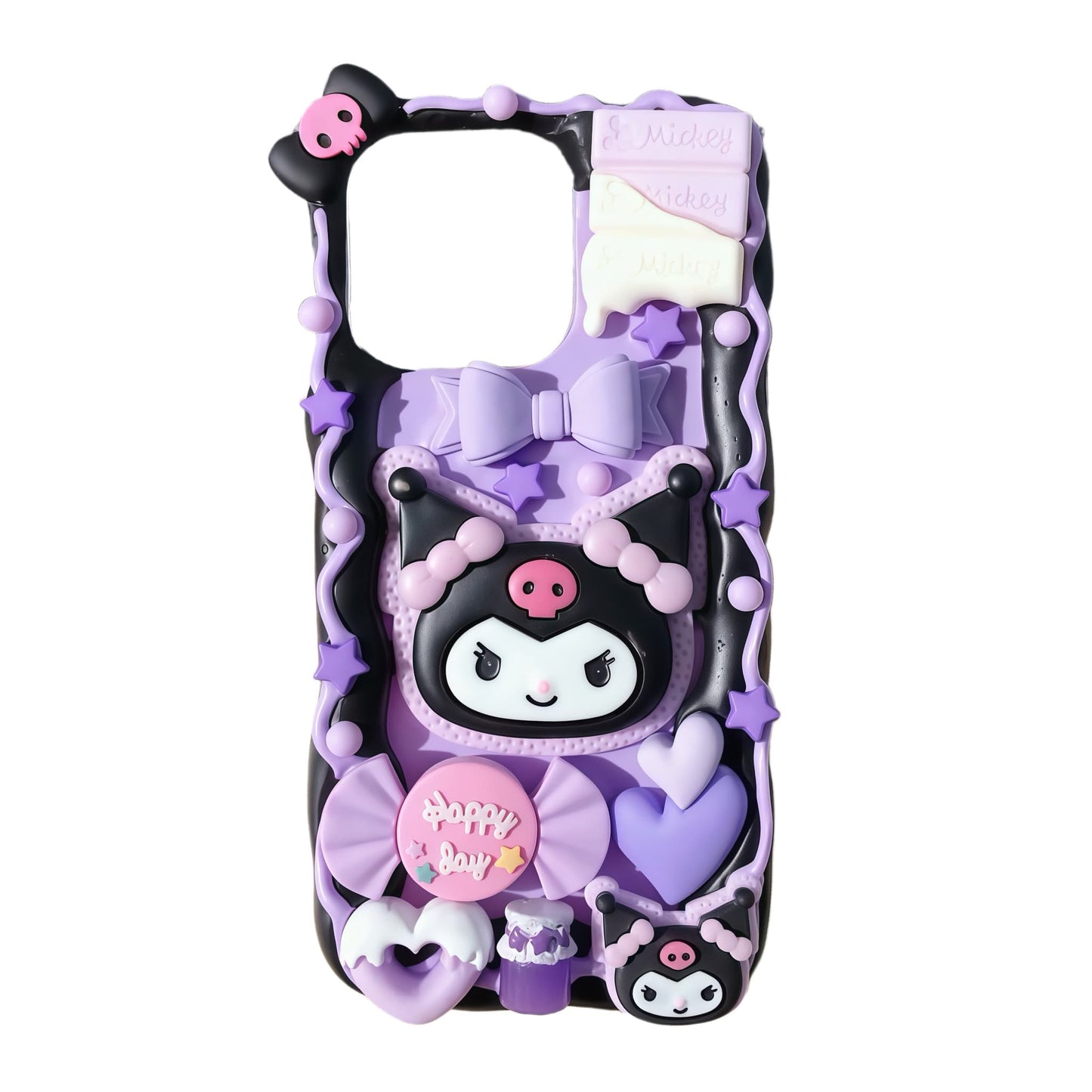 Purple Kawaii Sanrio Decoden Phone Case - Handmade Baroque Y2K Cream Glue Design