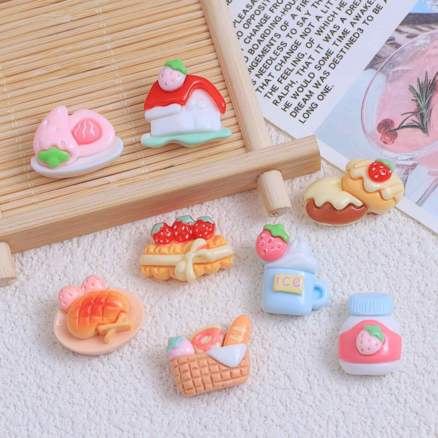 Food-themed resin charms for DIY decoden projects