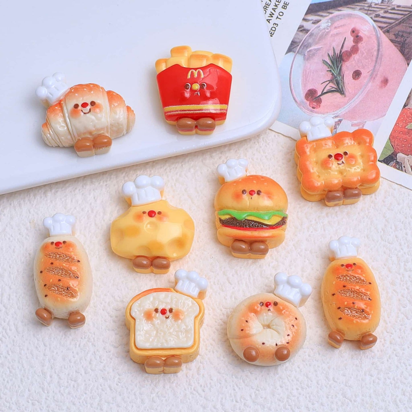 Hamburger-shaped resin charms for decoden phone case decoration
