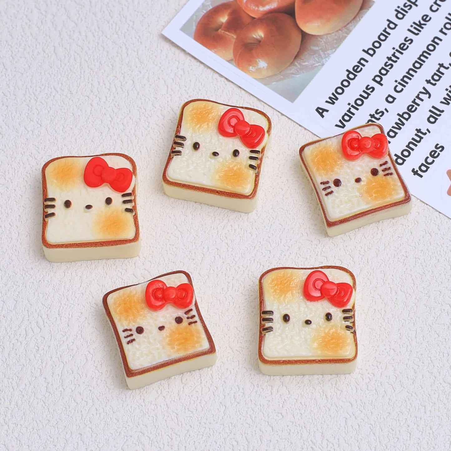 Hello Kitty toast-shaped resin charms for decoden phone case decoration