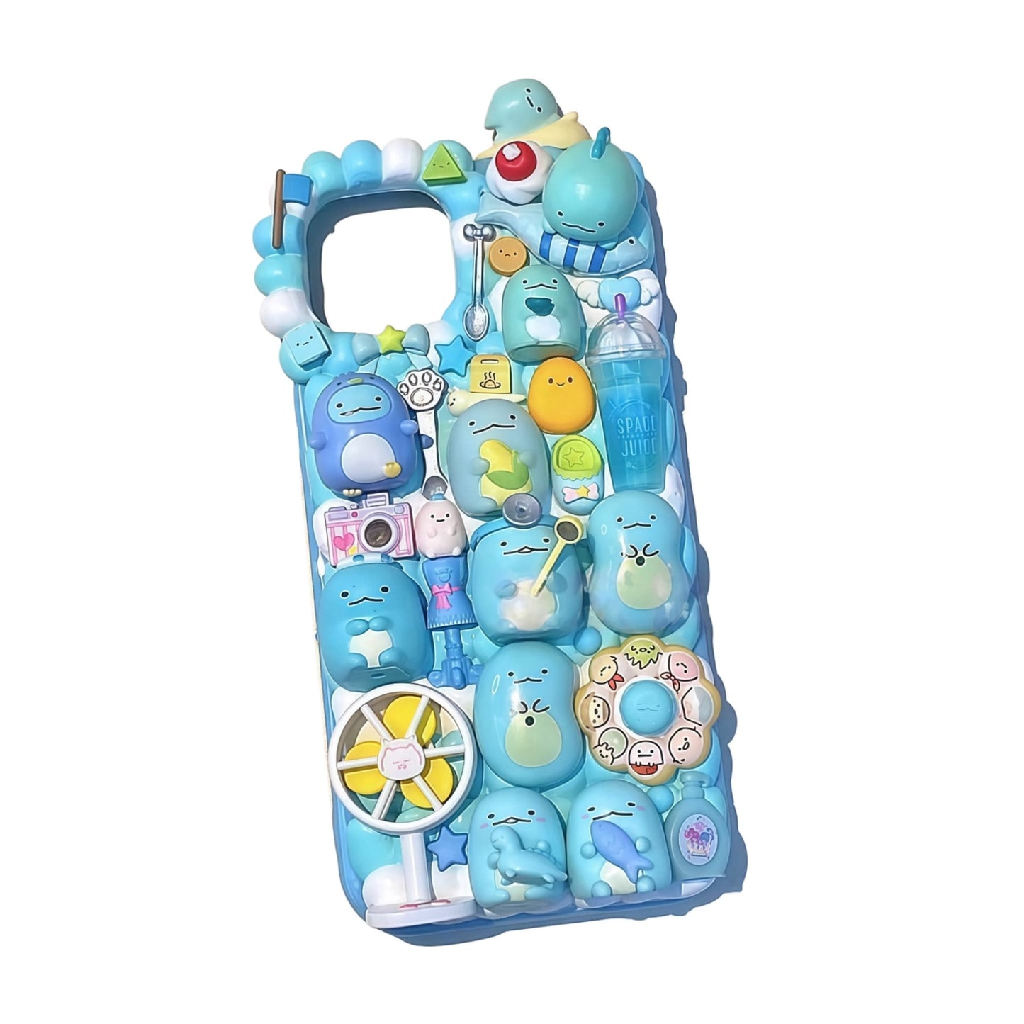 Handmade Sumikko Gurashi decoden phone case with cream glue design, kawaii Y2K style