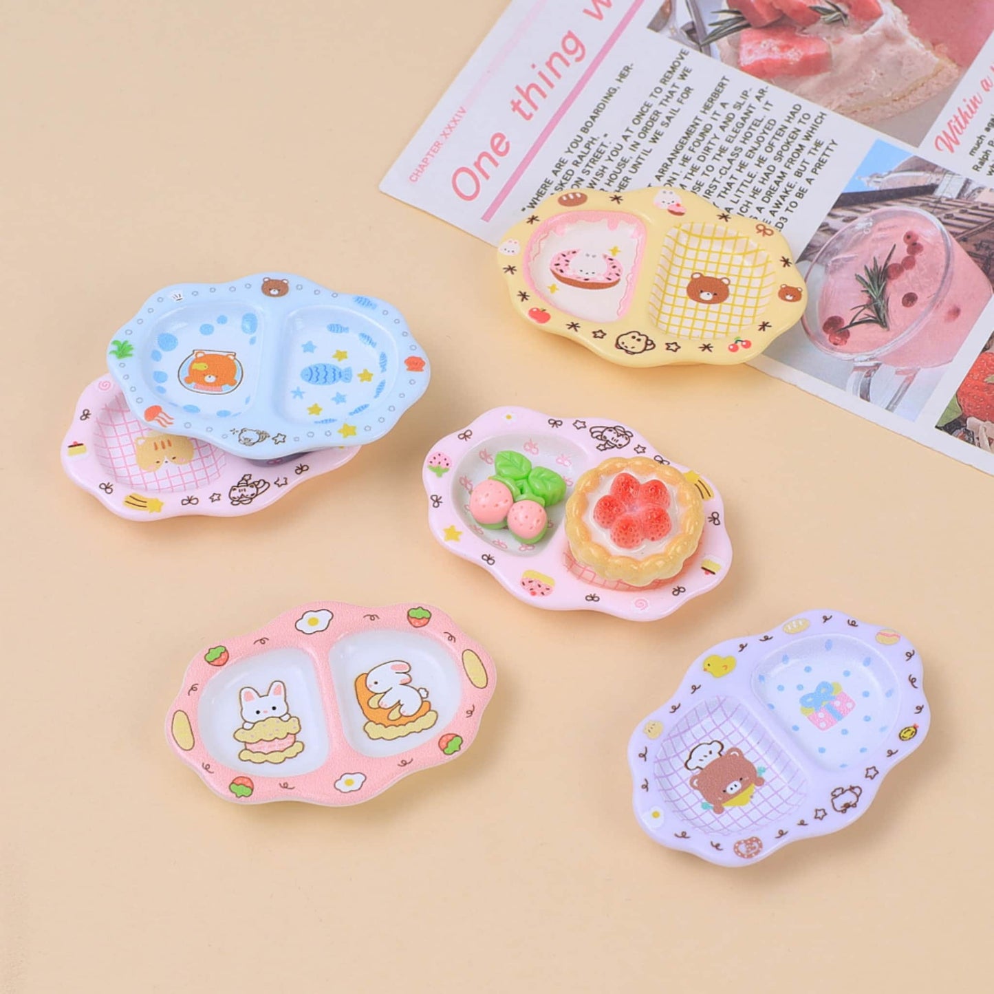 Kawaii resin charms on plate for DIY decoden phone case decoration
