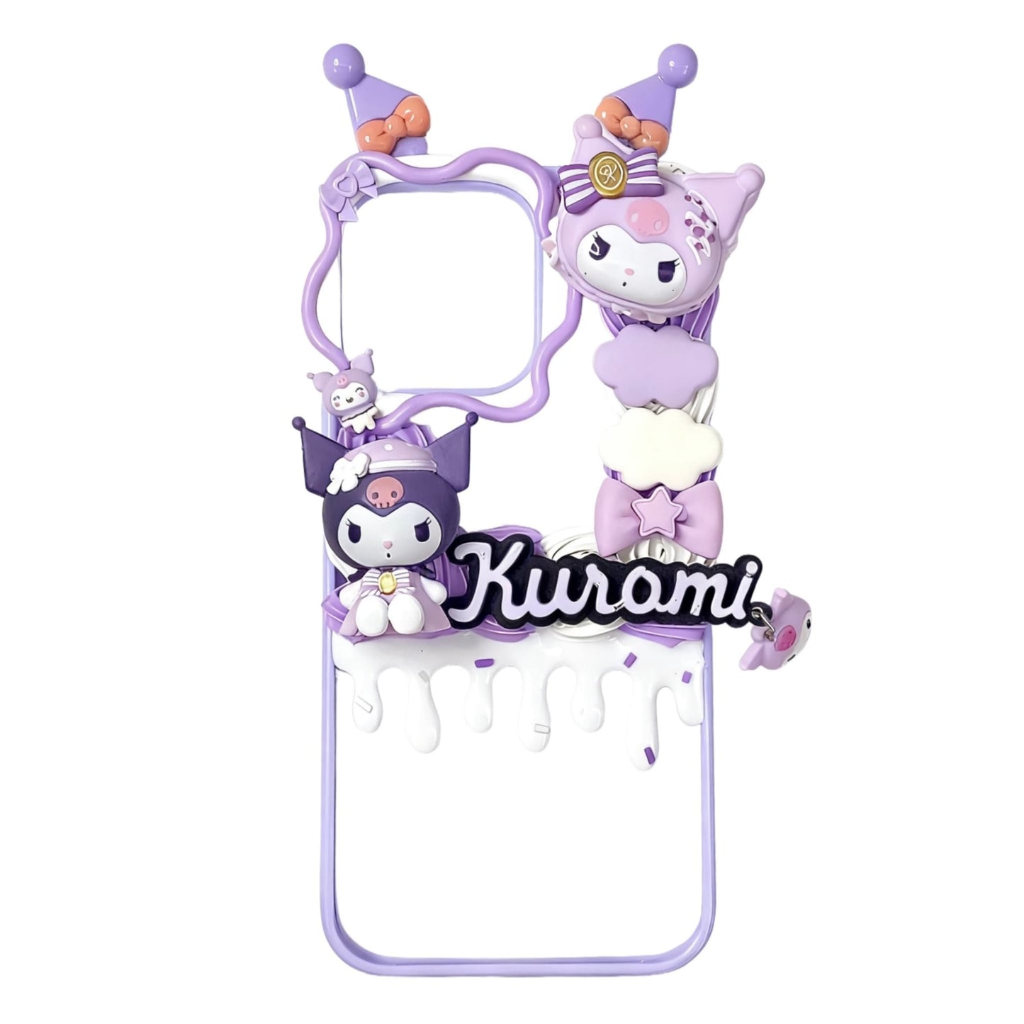 Y2K Kuromi Handmade Decoden Phone Case - Purple Sanrio Cream Glue Design