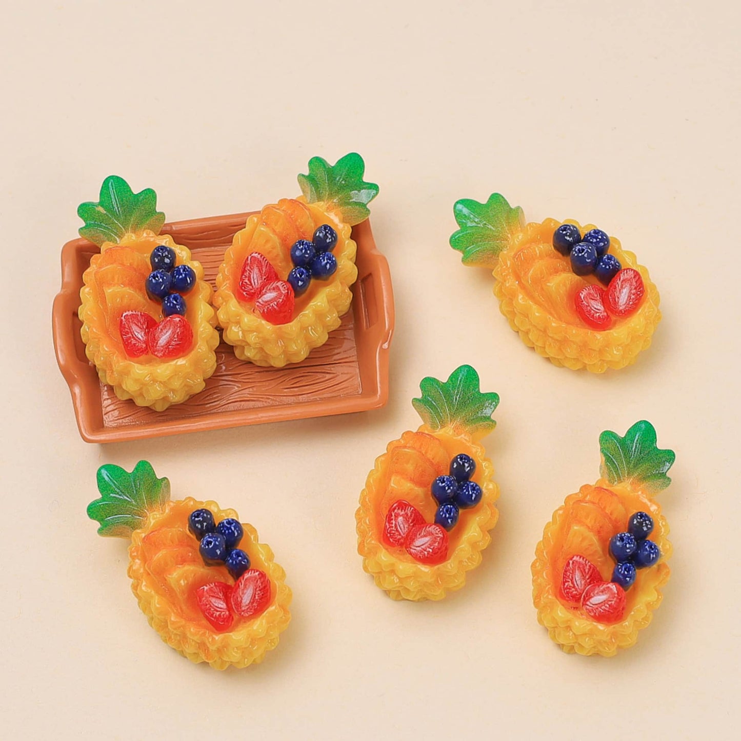 Pineapple-shaped resin charms for decoden phone case decoration