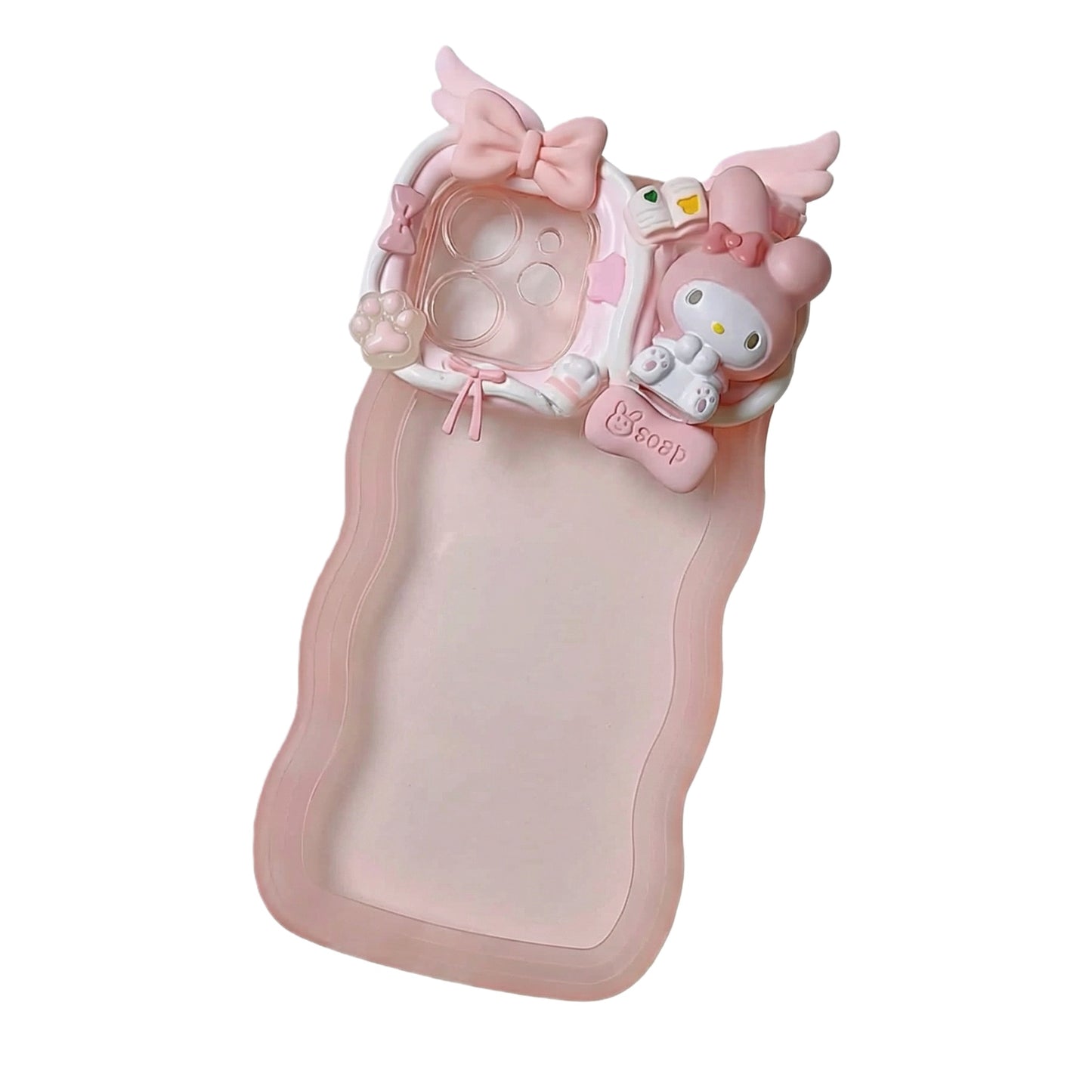 kawaii decoden phone case with cream glue design and colorful Sanrio character charms