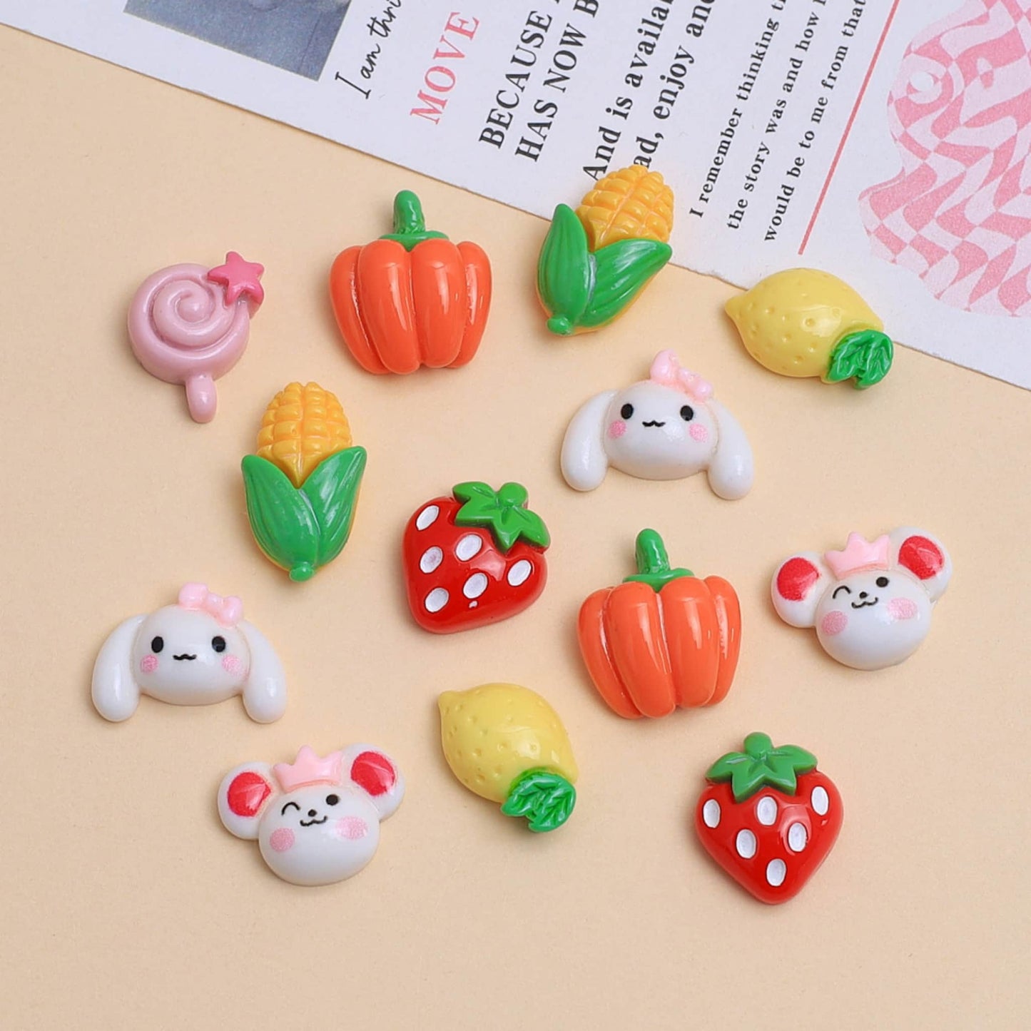 Resin vegetable embellishments for DIY crafts