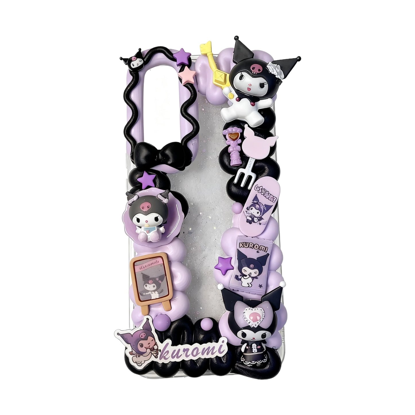 Kawaii Kuromi Unicorn Decoden Phone Case - Handmade Sanrio Design with Premium Cream Glue
