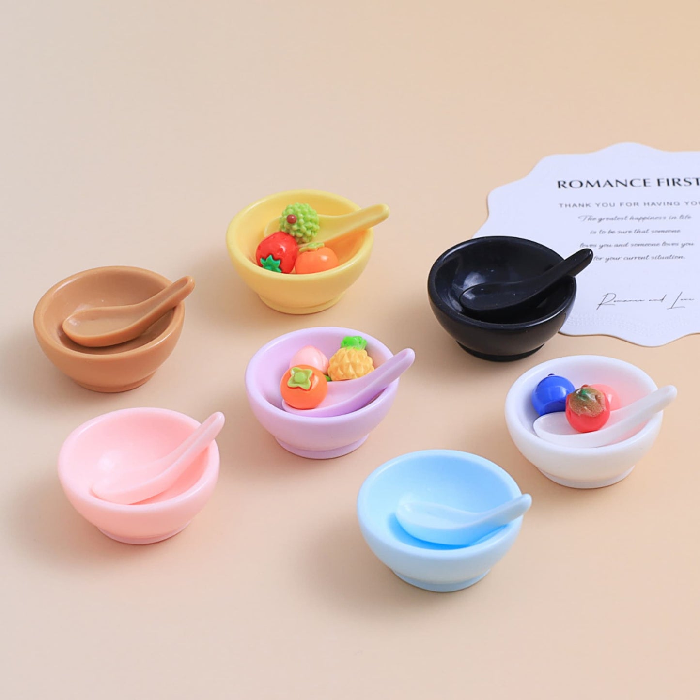 3D bowl and scoop resin charms in multicolor - premium DIY decoden embellishments for phone cases and crafts