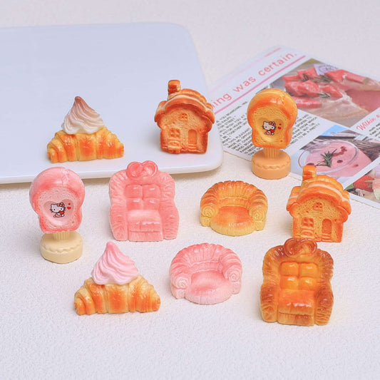 3D croissant resin charms in multicolor - premium DIY decoden embellishments for phone cases and crafts