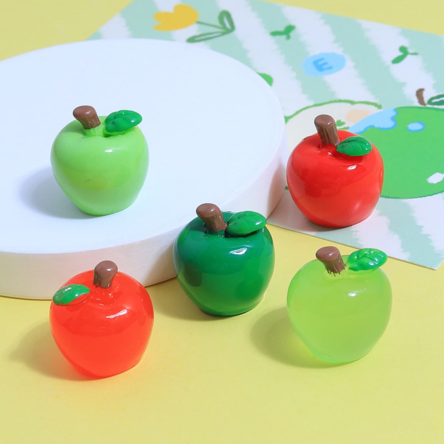 3D resin luminous apple charms - multicolor glow-in-the-dark embellishments for handmade phone case decoration and jewelry making