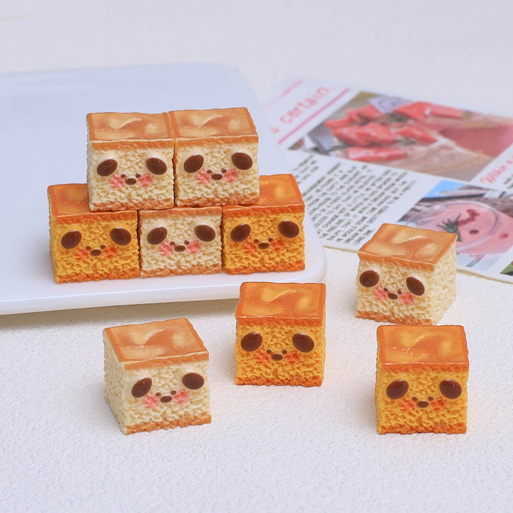 3D resin toast charms - multicolor bakery embellishments for handmade phone case decoration and jewelry making