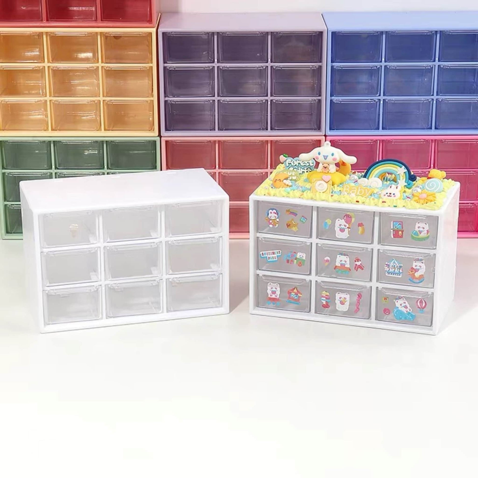 9-compartment drawer storage box for DIY craft supplies and rhinestones