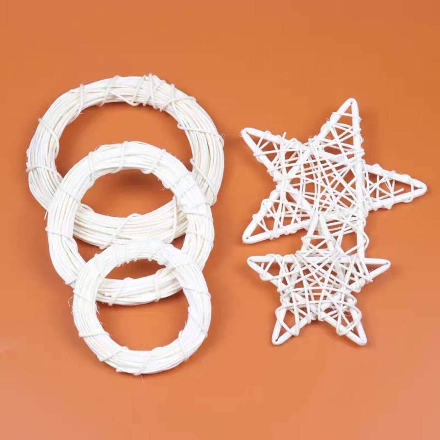 Natural rattan rings with pearl chain for DIY car hanging ornaments and home decor