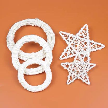 Natural rattan rings with pearl chain for DIY car hanging ornaments and home decor