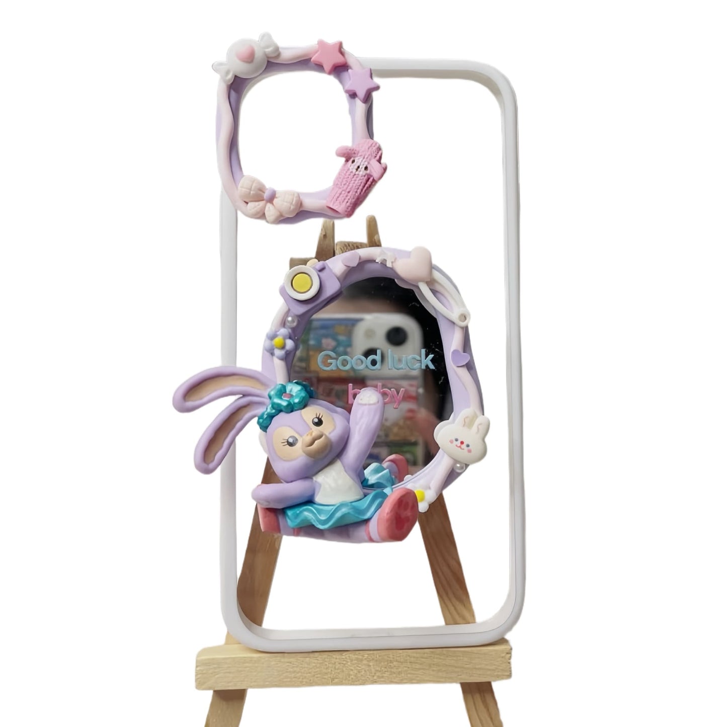 Handmade decoden phone case featuring StellaLou character with cream glue design, Y2K aesthetic with Disney Duffy Friends theme