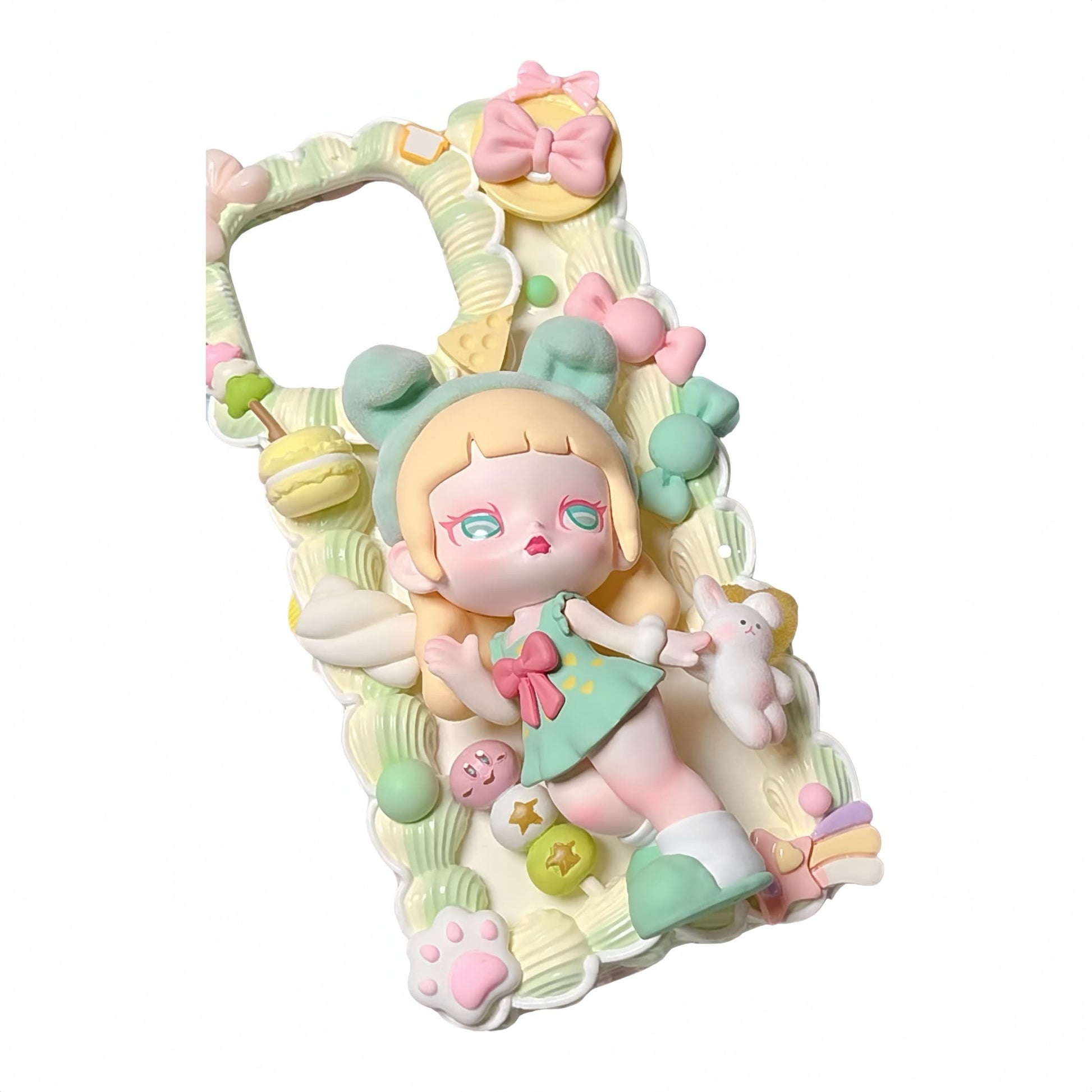 Handmade Kawaii Anita decoden phone case - Baroque Y2K style with cream glue, shockproof protective case