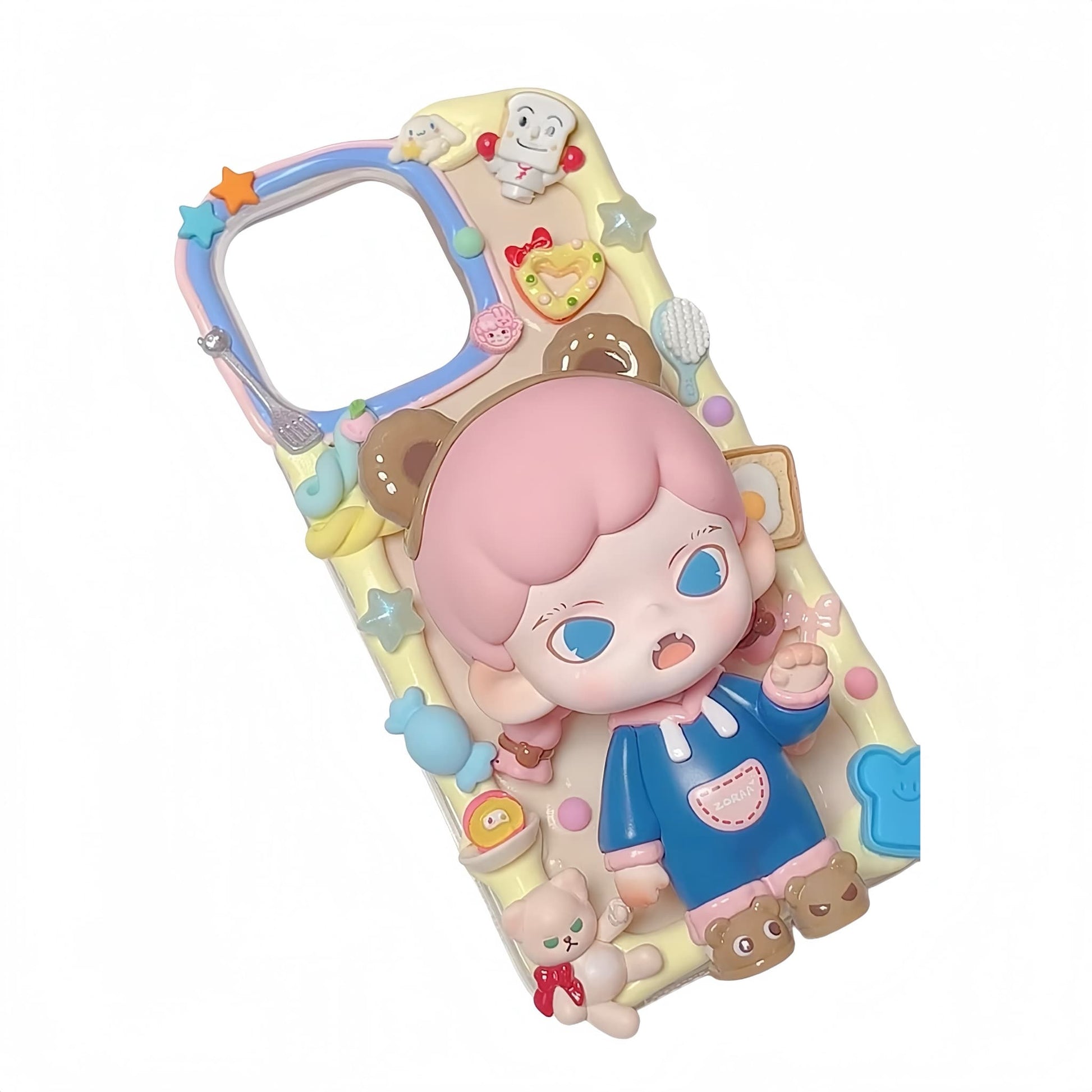 Handmade Baby Zoraa decoden phone case - Baroque Y2K style with cream glue, shockproof protective case