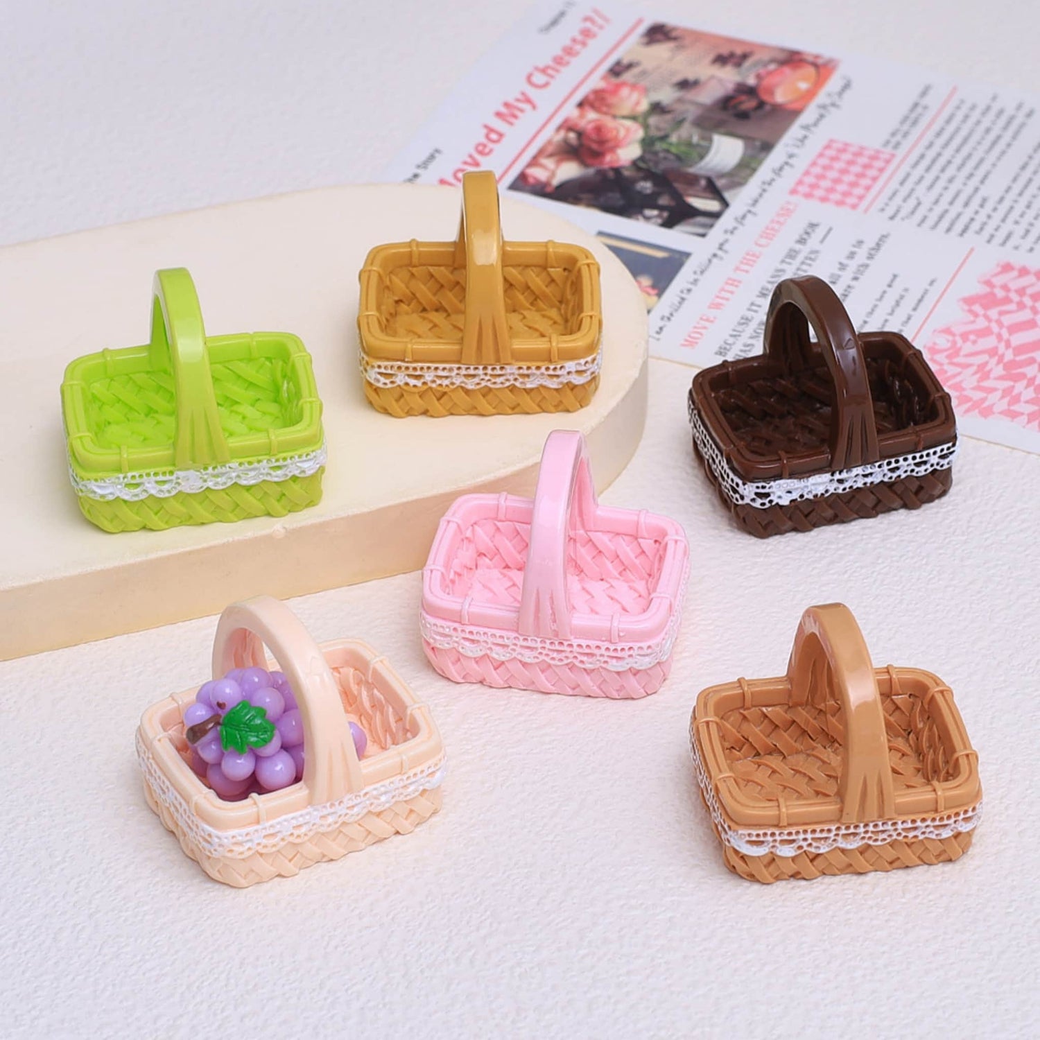 Colorful 3D basket resin charms for DIY decoden projects