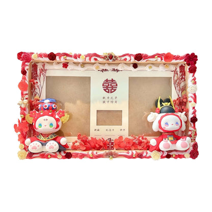 Emma handmade red decoden wedding certificate frame with cream glue flowers - baroque style bridal gift