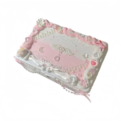 Y2K Baroque handmade decoden storage box with pearls and rhinestones embellishments