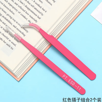 Straight head and elbow head tweezers set - professional DIY tools for decoden