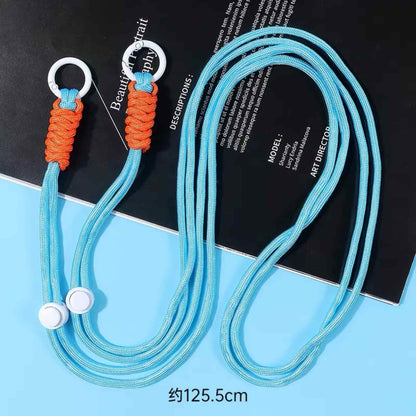 Blue beaded crossbody phone chain with adjustable length