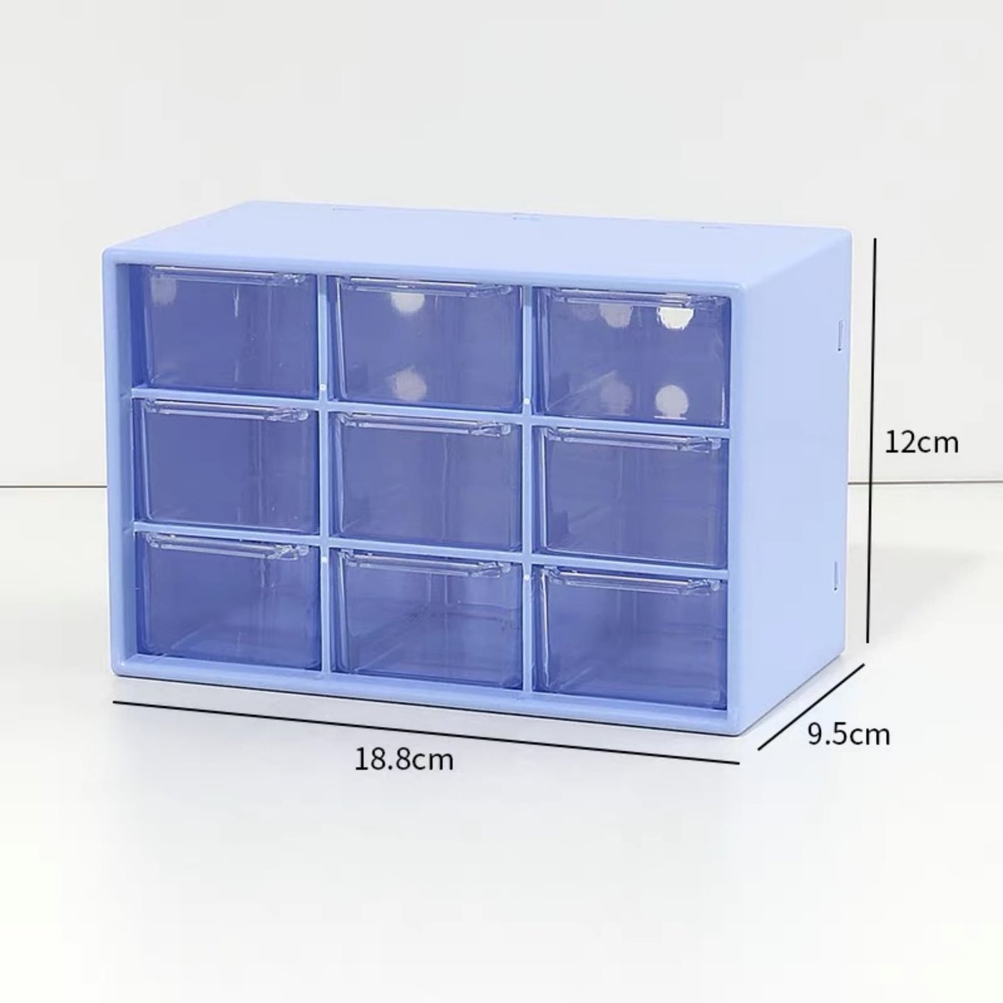 Blue compact 9-drawer storage organizer for DIY supplies