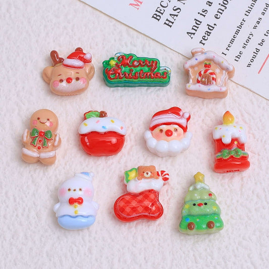 Christmas resin charms bulk pack - mini DIY decoden embellishments for phone cases, jewelry making, and holiday crafts