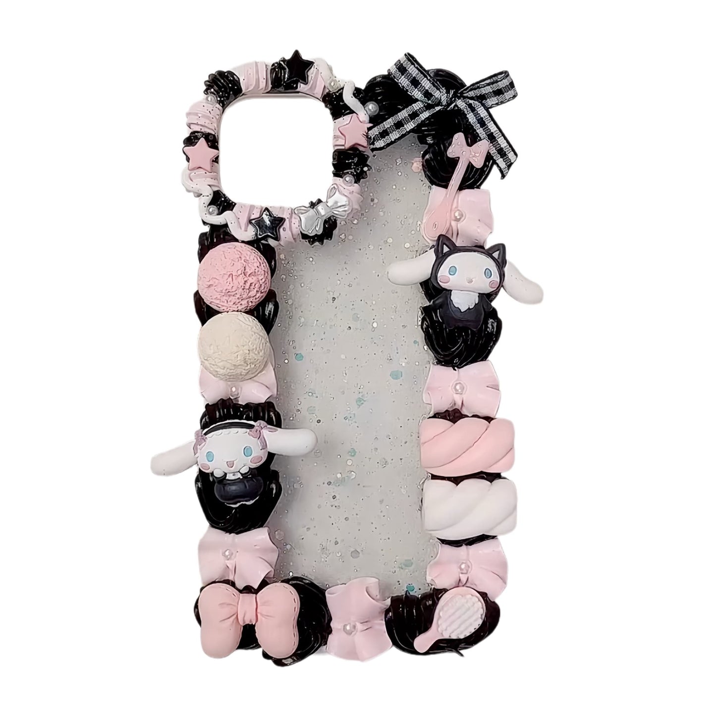 Custom Cinnamoroll phone case with handmade decoden cream glue baroque design and Sanrio character details