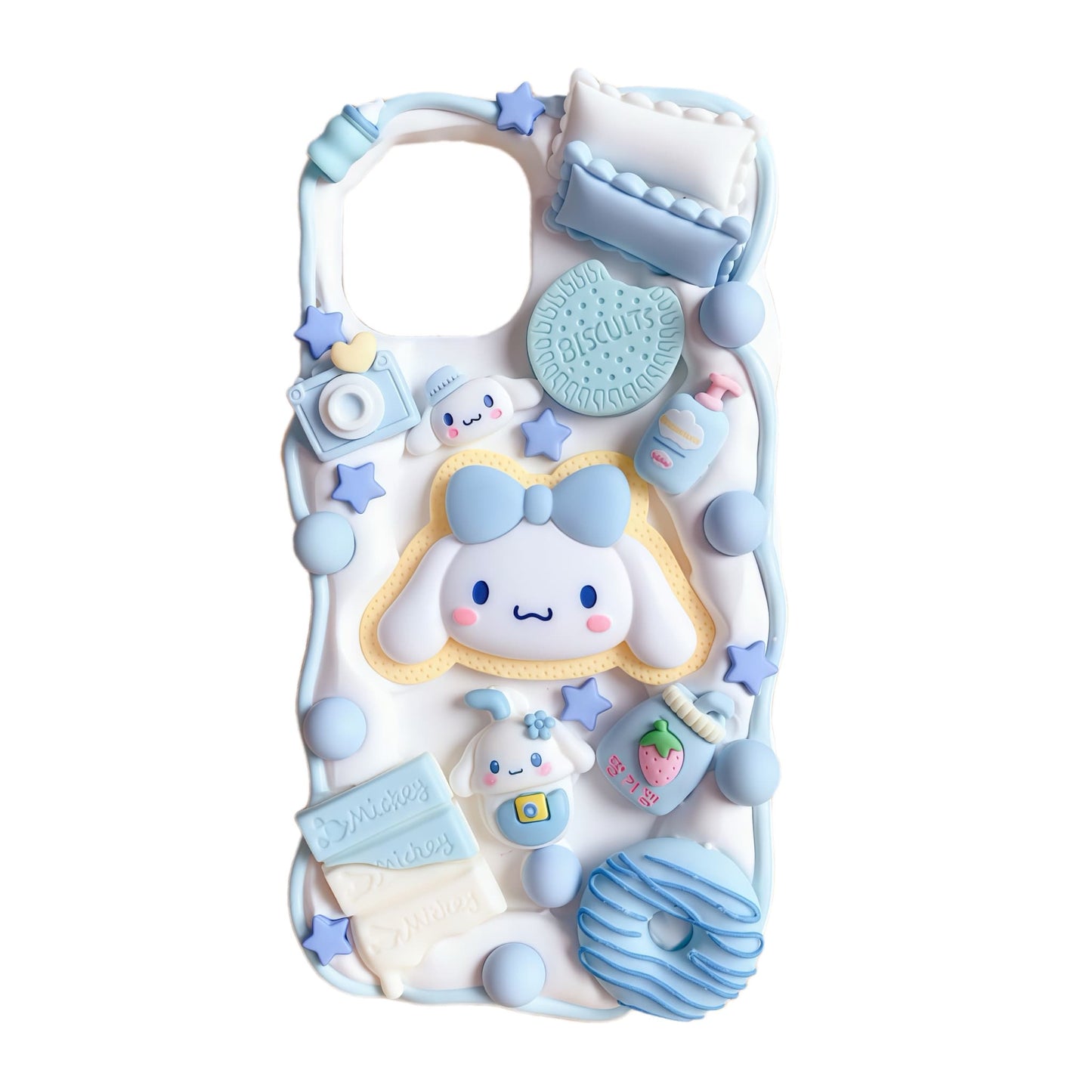 Kawaii Cinnamoroll Decoden Phone Case - Handmade Sanrio Cream Glue Design with Premium Details
