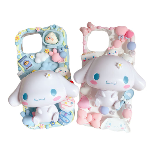 Pink Blue Japanese Cinnamoroll Cream Glue Design Handmade Custom Decoden Phone Case