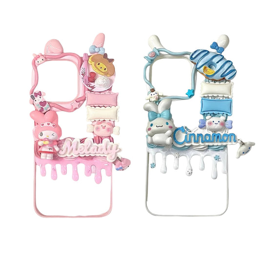 Sanrio Cinnamoroll and My Melody Handmade Decoden Phone Case - Cream Glue Design