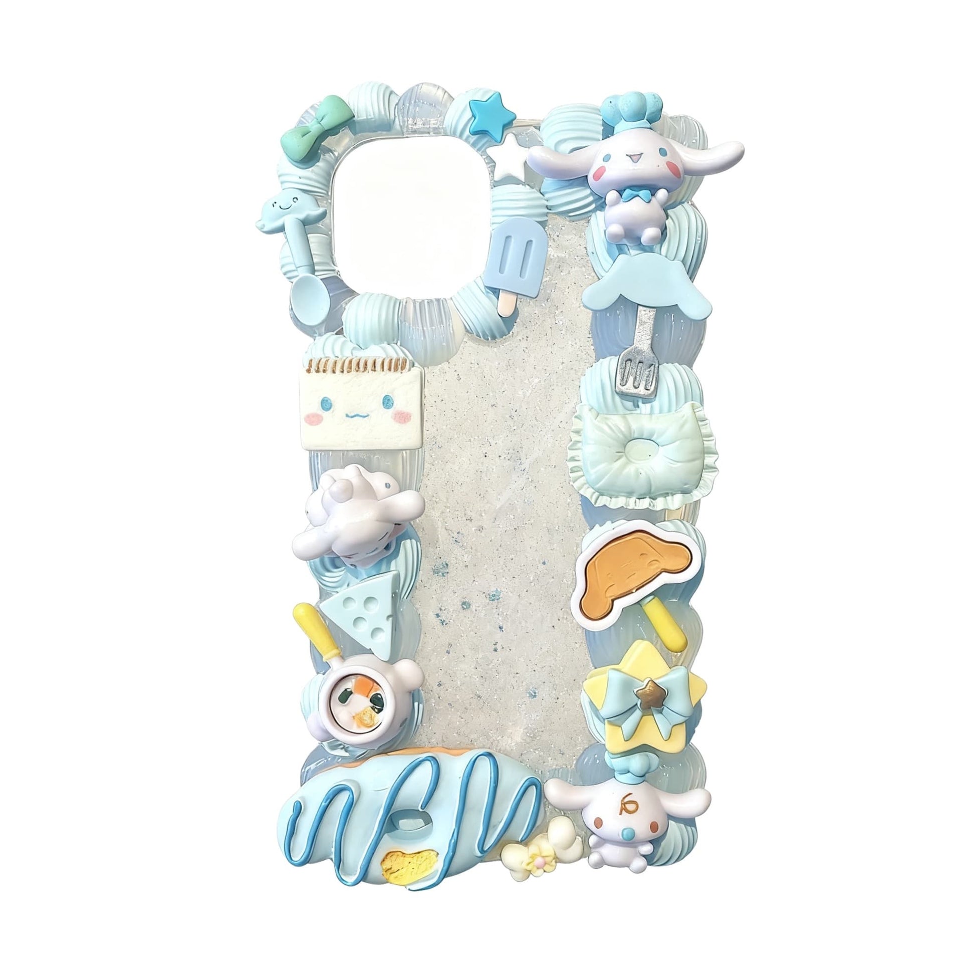 Blue Cinnamoroll decoden phone case with handmade kawaii Sanrio design - protective and decorative