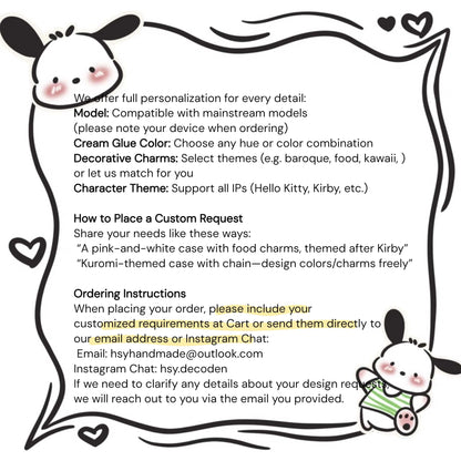 Custom decoden iPad case featuring pastel cream glue decoration and character charms