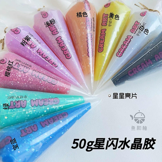 Star sequined crystal cream glue set with 10 vibrant colors for decoden DIY projects