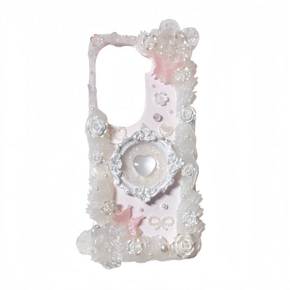 Handcrafted baroque pearls and charms on decoden phone case