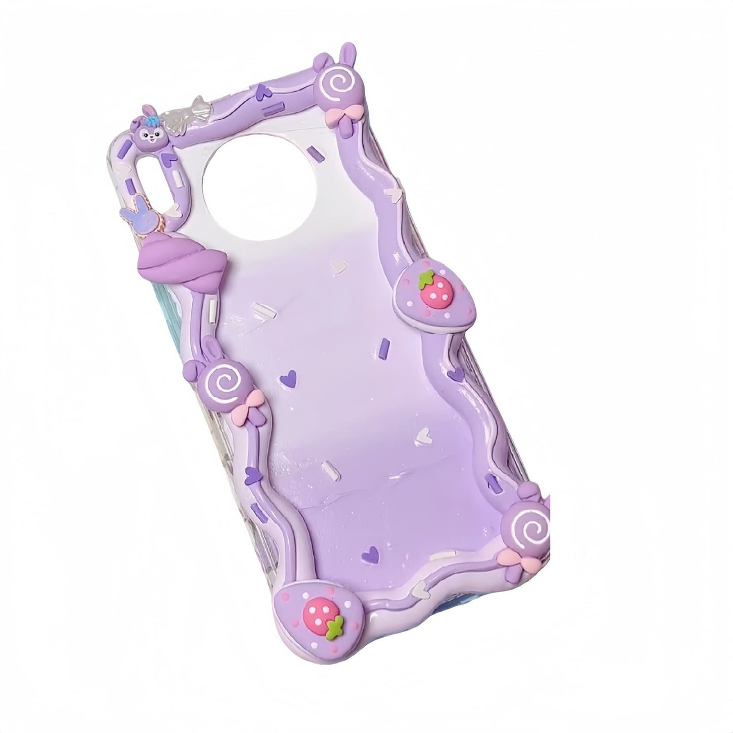purple strawberry decoden phone case