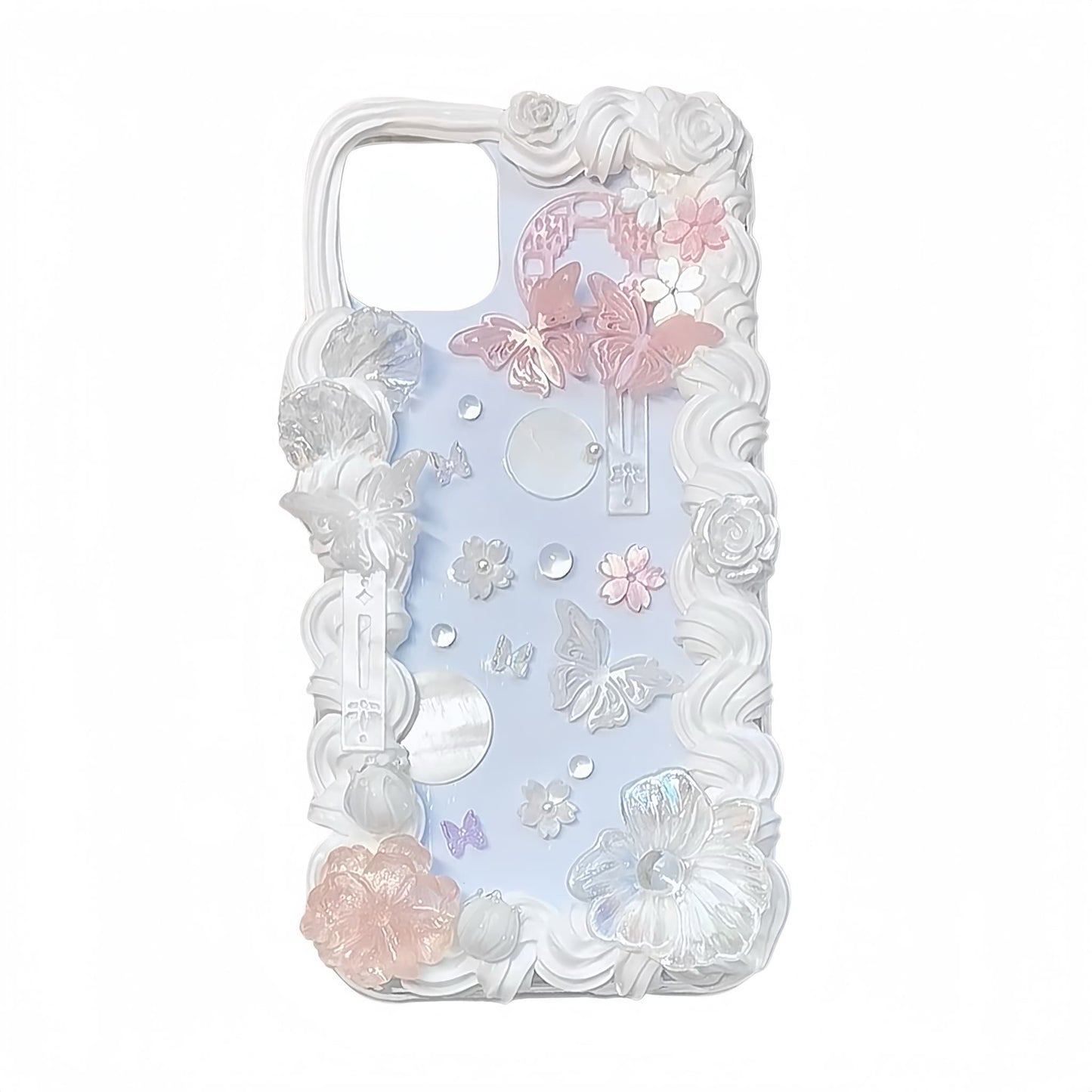 Premium handmade phone case with baroque cream glue art