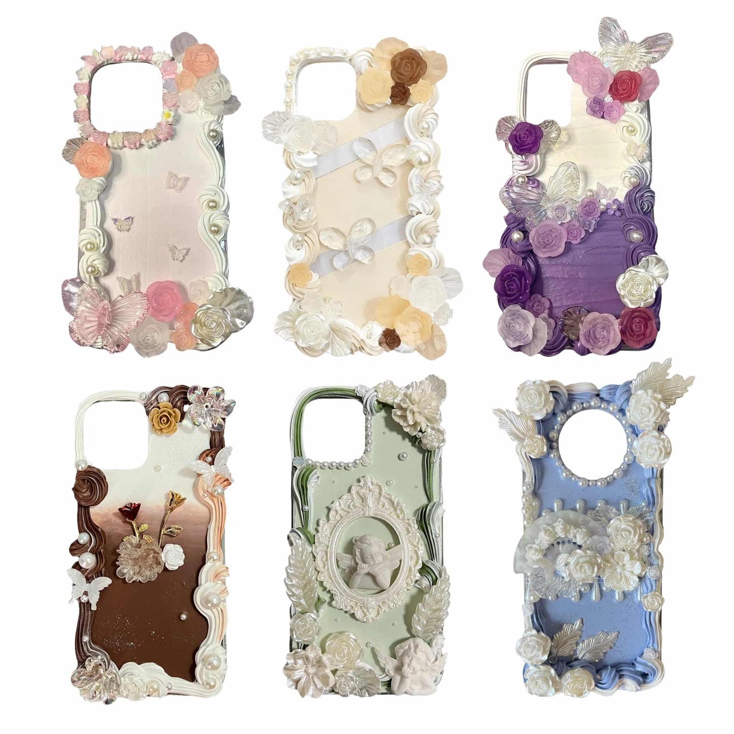 Handmade baroque cream glue decoden phone case
