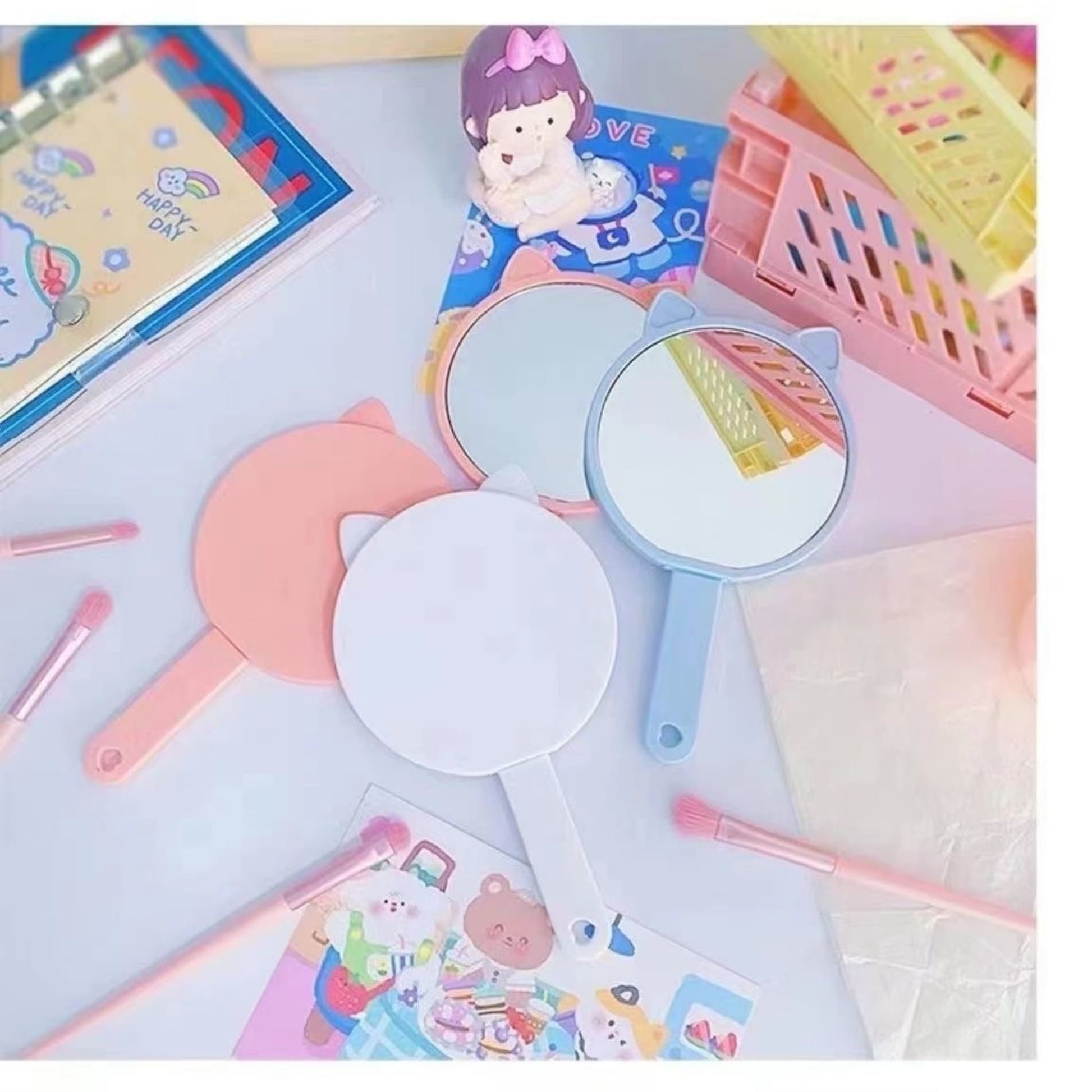 Cute 2-in-1 hand mirror and comb set for handmade craft projects