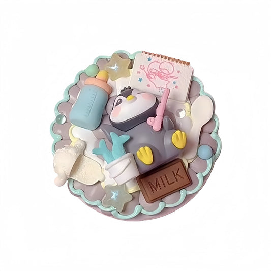 Kawaii decoden foldable mirror and comb compact - handmade 2-in-1 beauty accessory with pink embellishments