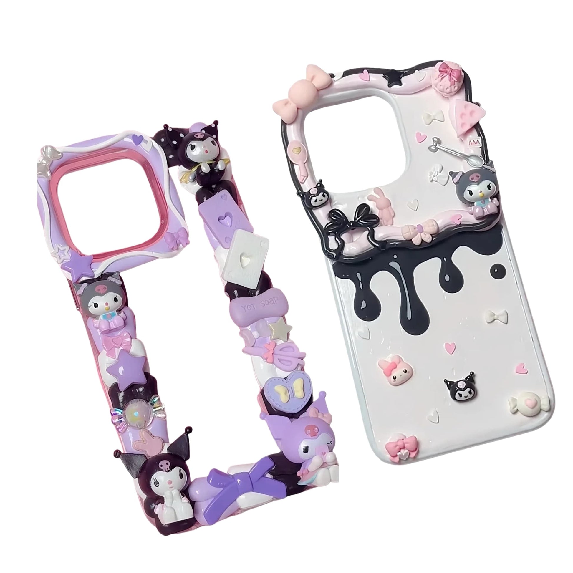 Custom Sanrio Kuromi Handmade Decoden Phone Case - Cream Glue Design
