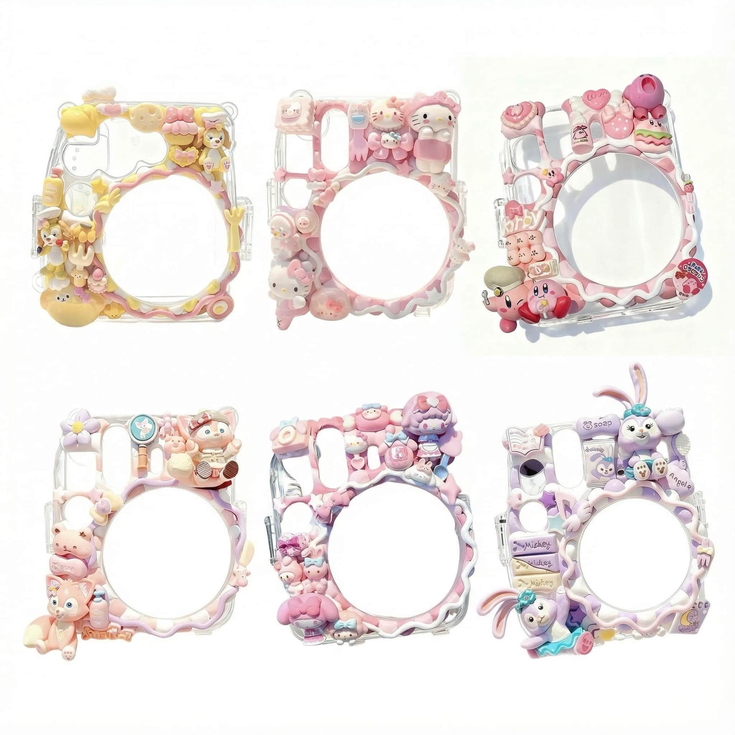 Handmade decoden polaroid camera case with whipped cream texture and kawaii embellishments