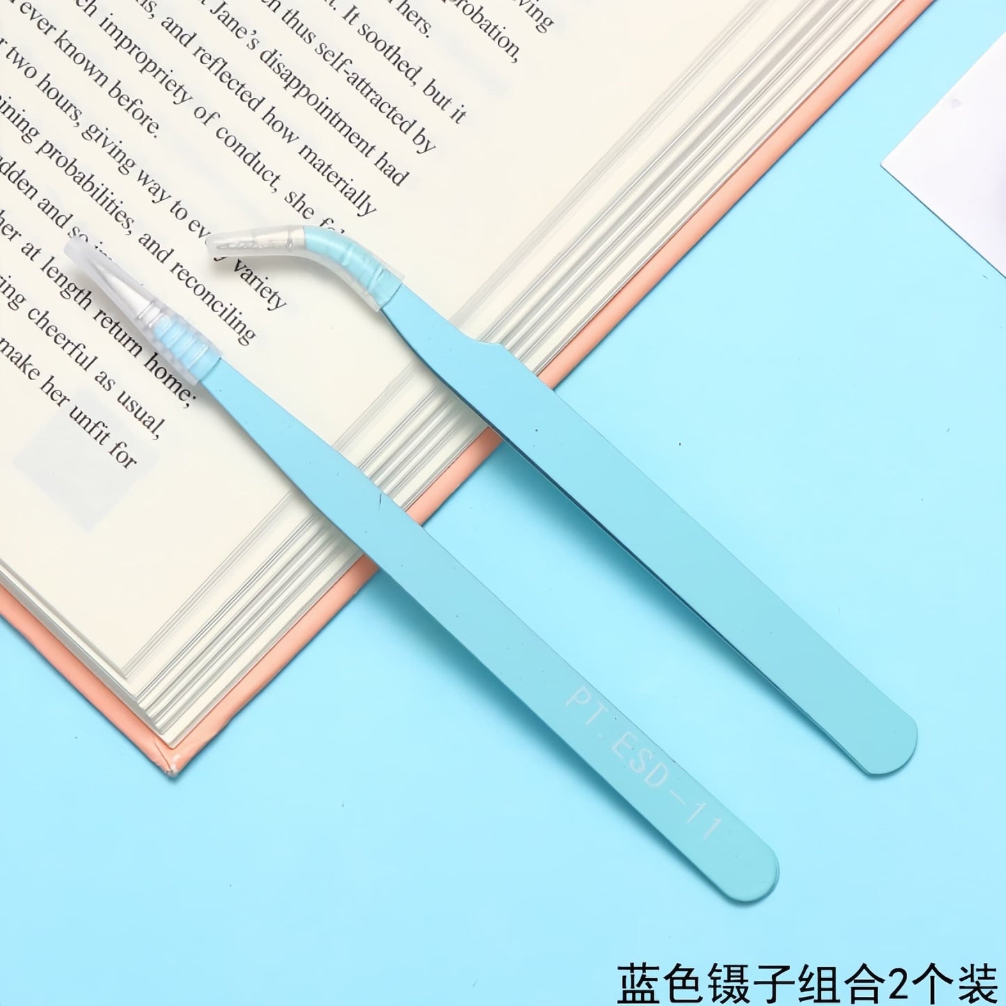 Stainless steel precision tweezers with straight and curved tips for decoden crafting