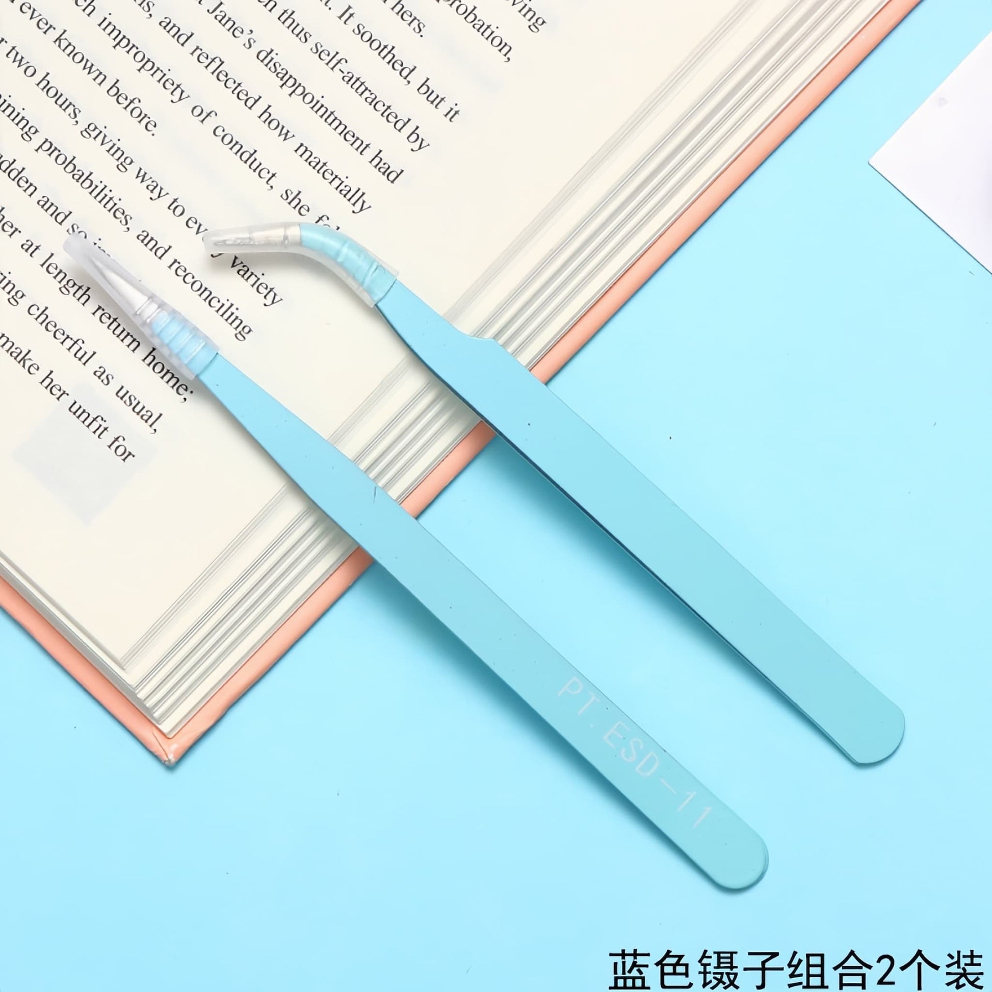 Stainless steel precision tweezers with straight and curved tips for decoden crafting